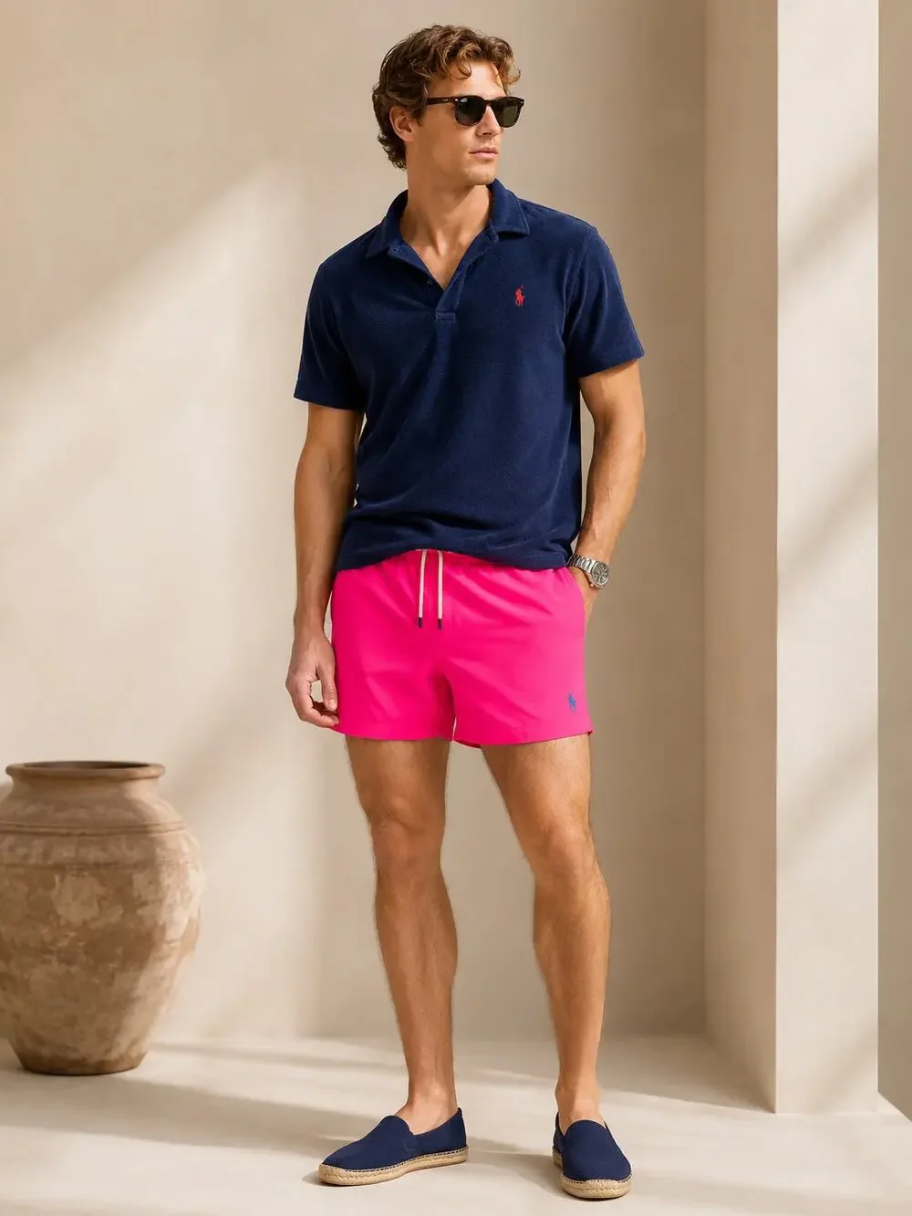 Polo Ralph Lauren Men's 5.75 -in. Traveler Swim Trunks NEON PINK